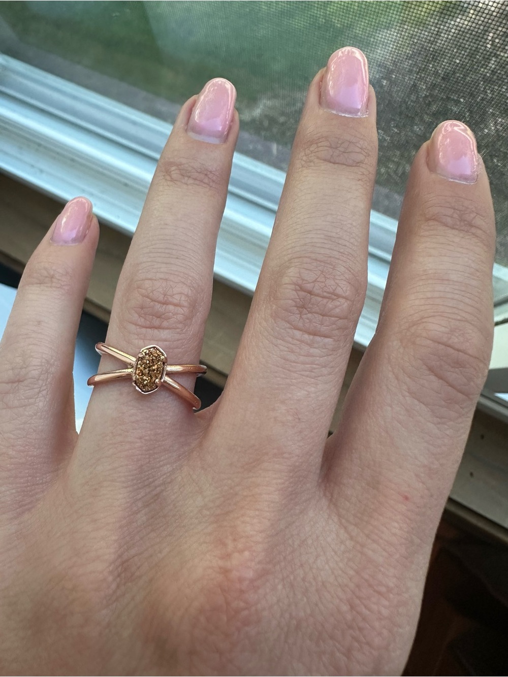 Kendra Scott Rose Gold Mini Druzy Ring -Size 7 - Picture 2 of 2